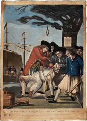 Die Bostoner zahlen dem Steuereintreiber, oder Teeren und Federn, 1774